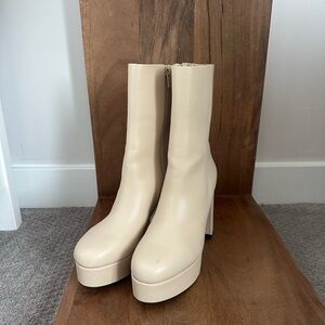 Cream Platform Boots